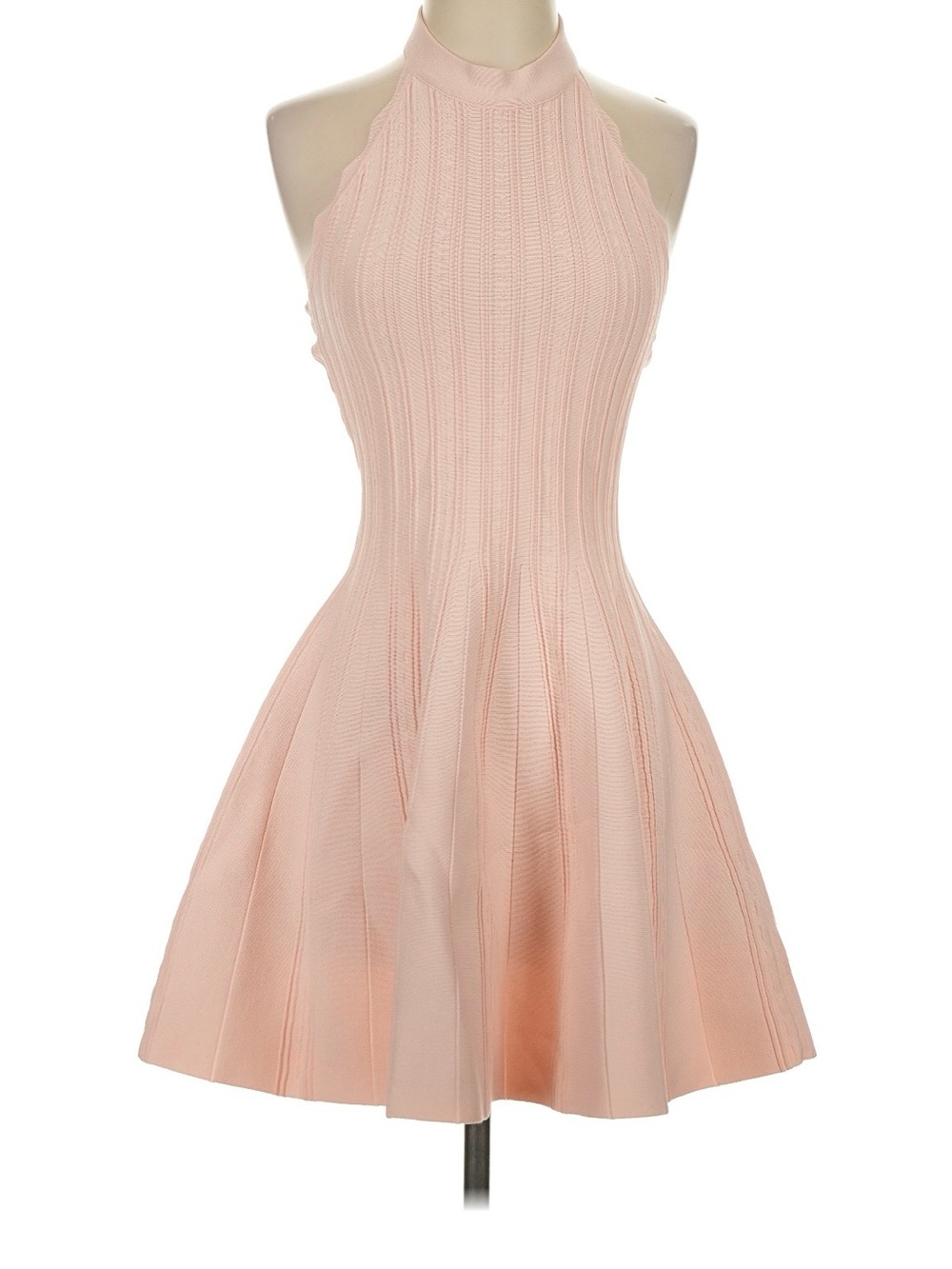 Bebe - Sleeveless Knit Fit-and-Flare Dress in Blush Pink